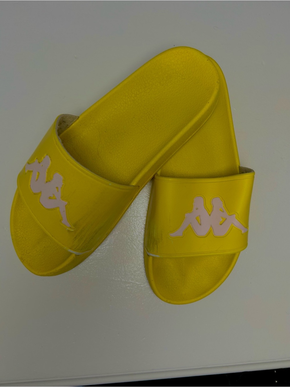 Kappa Bright Yellow Logo Slide Sandals